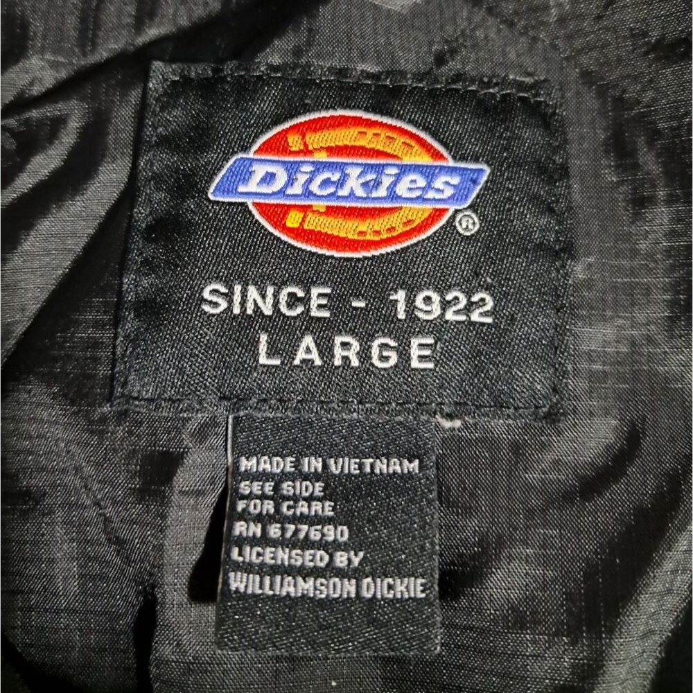 Dickies Mens L Black Ripstop Nylon Packable Hooded Windbreaker Jacket Lightweigh - Picture 2 of 15